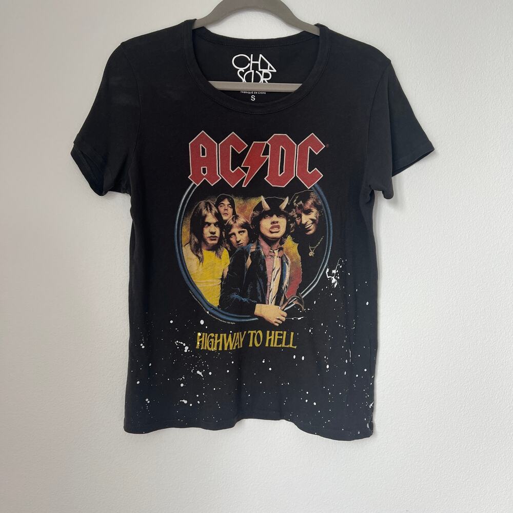 Chaser AC/DC "Highway To Hell" Short-Sleeve Graphic Tee S Edgy Retro Nostalgia